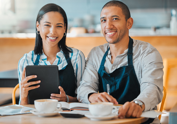 Small business owner, cafe entrepreneur or coworkers together in meeting and planning budget, expenses